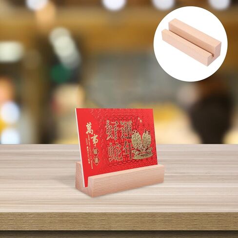 Multifunctional Wood Display Stand with Slot for Calendars Photos Cards Natural Wooden Base for Desktop Decor Tabletop Photo Holder Versatile Office and Party Accessory in Saudi Arabia