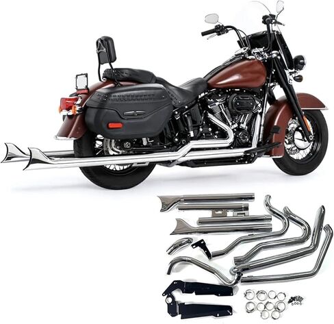 For Harley Softtail SLIM Heritage Classic Deluxe Street Bob 2018-2023 Motorcycle Exhaust Pipe(39 inch Chrome) in Saudi Arabia