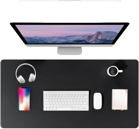 PU Leather Desk Pad Protector Gaming Mouse Pad Non Slip Desk Mat for Keyboard and Mouse Waterproof Desk Writing Pad for Office and Home Desk Accessories(Black, 23.6 * 11.8) in Saudi Arabia