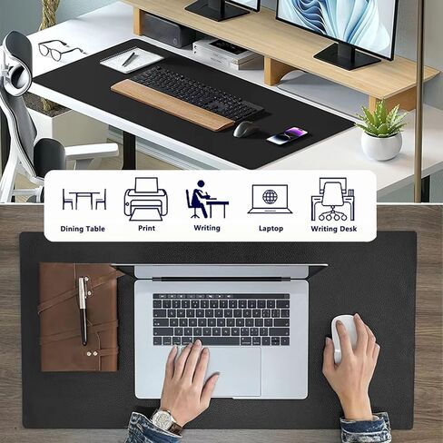 PU Leather Desk Pad Protector Gaming Mouse Pad Non Slip Desk Mat for Keyboard and Mouse Waterproof Desk Writing Pad for Office and Home Desk Accessories(Black, 23.6 * 11.8) in Saudi Arabia