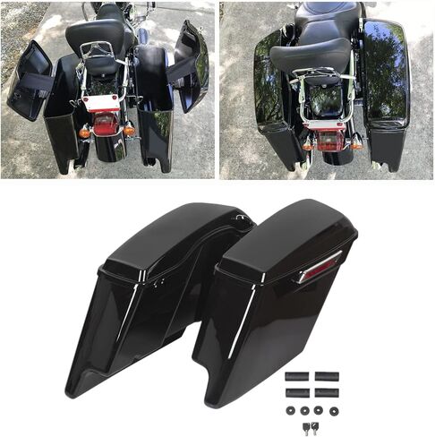 KUAFU 5'' Stretched Extended Saddlebags Compatible with 1993-2013 Harley Davidson Touring Road King Road Glide Street Glide Electra Glide Ultra Classic Hard Saddle Bags W/Lid & Latch Key in Saudi Arabia