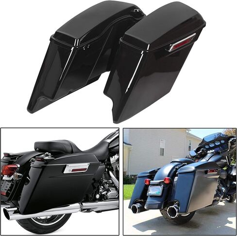 KUAFU 5'' Stretched Extended Saddlebags Compatible with 1993-2013 Harley Davidson Touring Road King Road Glide Street Glide Electra Glide Ultra Classic Hard Saddle Bags W/Lid & Latch Key in Saudi Arabia