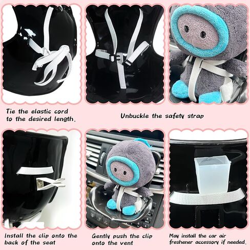 مجموعتان من مقاعد السيارة للدمى مقاس 10-17 سم، مقعد بمشبك فتحة تهوية مصغرة، زينة سيارة لطيفة، إكسسوار دمية لهواة التجميع والديكور الداخلي، أسود ووردي in Kuwait