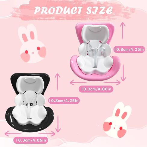 مجموعتان من مقاعد السيارة للدمى مقاس 10-17 سم، مقعد بمشبك فتحة تهوية مصغرة، زينة سيارة لطيفة، إكسسوار دمية لهواة التجميع والديكور الداخلي، أسود ووردي in Kuwait