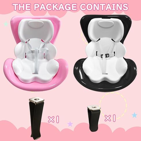 مجموعتان من مقاعد السيارة للدمى مقاس 10-17 سم، مقعد بمشبك فتحة تهوية مصغرة، زينة سيارة لطيفة، إكسسوار دمية لهواة التجميع والديكور الداخلي، أسود ووردي in Kuwait