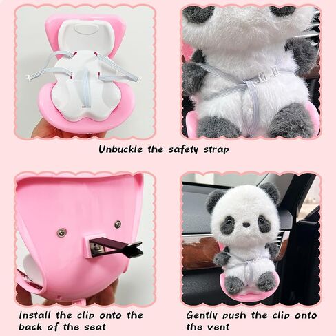 مجموعتان من مقاعد السيارة للدمى مقاس 10-17 سم، مقعد بمشبك فتحة تهوية مصغرة، زينة سيارة لطيفة، إكسسوار دمية لهواة التجميع والديكور الداخلي، أسود ووردي in Kuwait