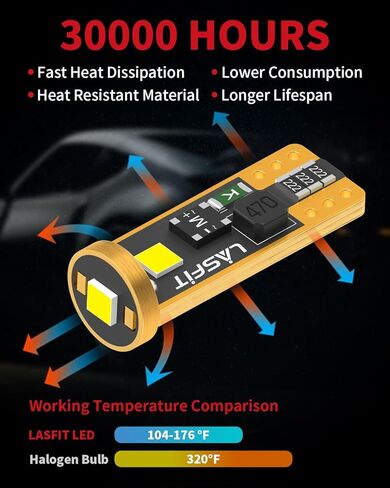 LASFIT L2 1156 LED Bulbs Reverse Lights,2024 Upgraded 500% Brighter 7506 P21W 1003 BA15S LED Lamps with Projector Lens Replacement for Backup Daytime Running Lights, 6000K Xenon White,2pcs in Kuwait