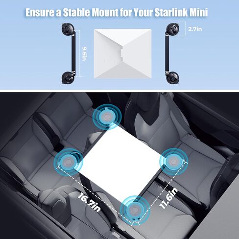 Starlink Mini Car Suction Cup Mount,Starlink Mini Accessories for Car Windows & Sunroofs, Secure Mounting Kit with 2 Spare Cups & Anti-Slip Pad,All-Weather Stability for RVs, Trucks & Boats(White) in Kuwait