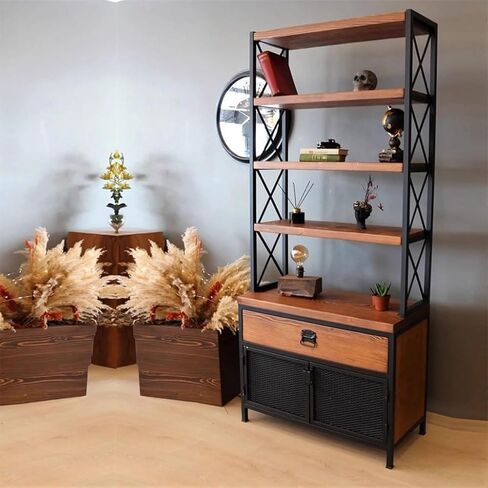 Bookshelf Home Simple Solid Wood Floor Bookcase Living Room Porch Display Cabinet Storage Rack Bookshelves and Bookcases in Saudi Arabia