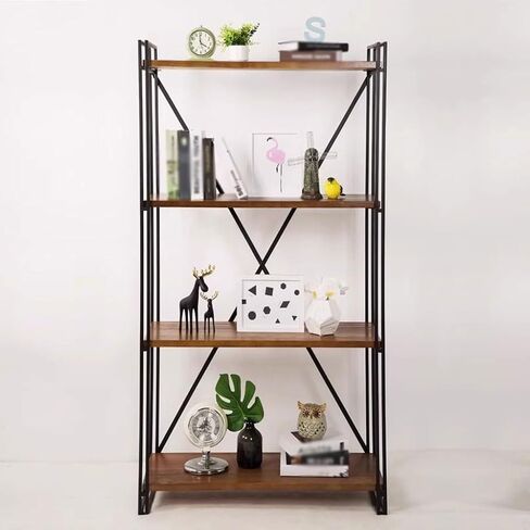 Bookshelf Living Room Storage Rack Industrial Style Iron Bookshelf Kitchen Solid Wood Multi-Layer Storage Rack Bookshelves and Bookcases in Saudi Arabia