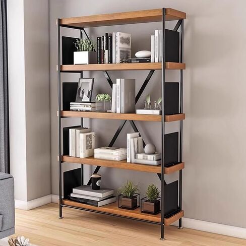 Bookshelf Home Iron Display Rack Simple Solid Wood Bookshelf Living Room Wall Multi-Layer Storage Bookcase Bookshelves and Bookcases in Saudi Arabia