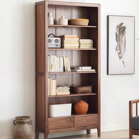 Bookshelf Living Room Simple Walnut Bookshelf Bedroom Floor Student Bookcase Large Capacity Storage Rack Bookshelves and Bookcases in Saudi Arabia