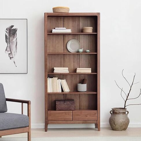 Bookshelf Living Room Simple Walnut Bookshelf Bedroom Floor Student Bookcase Large Capacity Storage Rack Bookshelves and Bookcases in Saudi Arabia