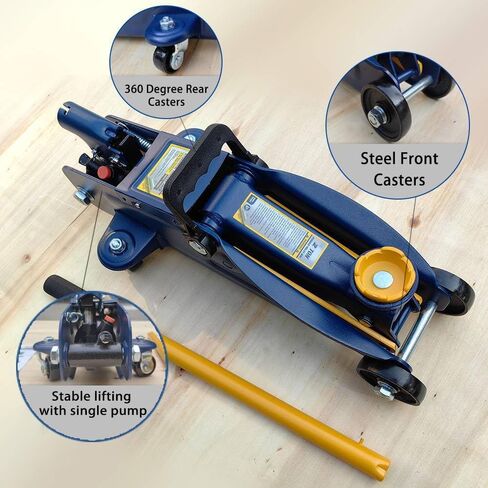 Hydraulic Low Profile Steel Floor Jack, 2Ton (4000 lbs) Capacity，Trolley Service Lift Car Jack with Single Piston Lift Pump, Lifting Range 5-1/8" to 13", Blue in Saudi Arabia