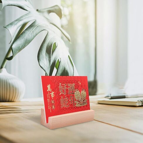 ARTIBETTER Multi-function Wooden Card Stand with Slot Compact Desk Calendar Base Photo Clip Holder for Menu Display Postcard Display Tabletop Decor Rustic Natural Wood Grain for Office and in Saudi Arabia