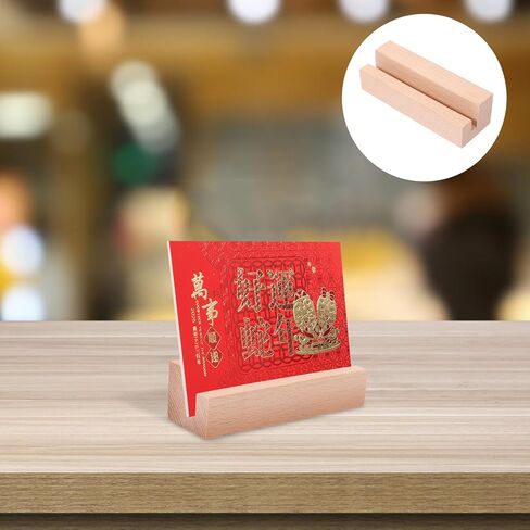 ARTIBETTER Multi-function Wooden Card Stand with Slot Compact Desk Calendar Base Photo Clip Holder for Menu Display Postcard Display Tabletop Decor Rustic Natural Wood Grain for Office and in Saudi Arabia