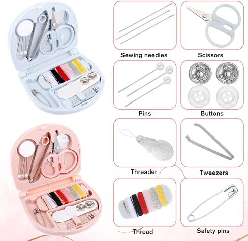 LXUEJIE 2 Pack Mini Travel Sewing Set, Travel Size Emergency Sewings Kit Portable Sewing Repair Box Kit with Buttons Threads Scissors Needles Tweezers Button Pin in Saudi Arabia