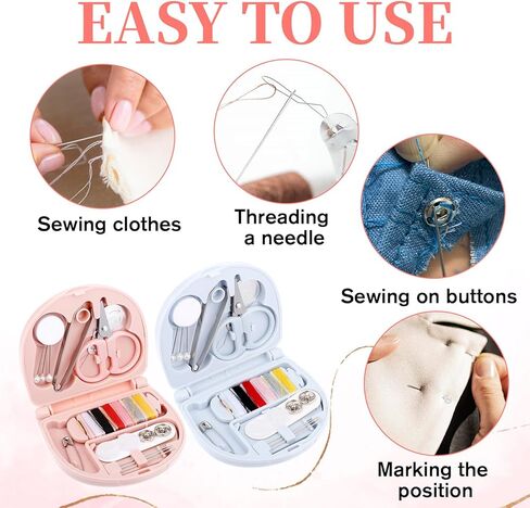 LXUEJIE 2 Pack Mini Travel Sewing Set, Travel Size Emergency Sewings Kit Portable Sewing Repair Box Kit with Buttons Threads Scissors Needles Tweezers Button Pin in Saudi Arabia