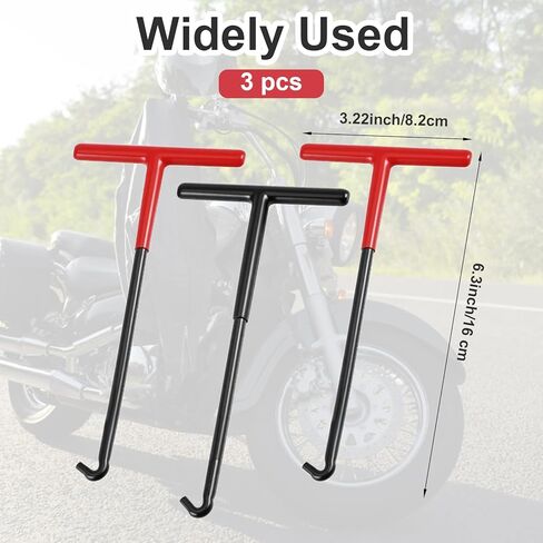 3 قطع أداة سحب زنبركية على شكل حرف T مقبض زنبركي عادم الدراجة النارية مع أنبوب طلاء مطاطي أداة ربط زنبركية لدراجة الثلج الترابية والترامبولين (أحمر وأسود) in Kuwait