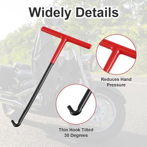 3 قطع أداة سحب زنبركية على شكل حرف T مقبض زنبركي عادم الدراجة النارية مع أنبوب طلاء مطاطي أداة ربط زنبركية لدراجة الثلج الترابية والترامبولين (أحمر وأسود) in Kuwait