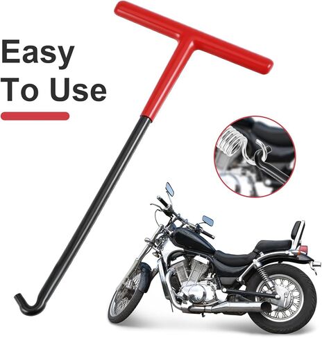 3 قطع أداة سحب زنبركية على شكل حرف T مقبض زنبركي عادم الدراجة النارية مع أنبوب طلاء مطاطي أداة ربط زنبركية لدراجة الثلج الترابية والترامبولين (أحمر وأسود) in Kuwait