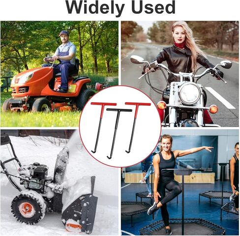 3 قطع أداة سحب زنبركية على شكل حرف T مقبض زنبركي عادم الدراجة النارية مع أنبوب طلاء مطاطي أداة ربط زنبركية لدراجة الثلج الترابية والترامبولين (أحمر وأسود) in Kuwait