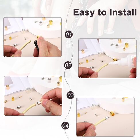 50-Pack Tassel Cord End Caps, 6mm ID Copper Glue in Leather Barrel Kumihimo End Tip Bead Caps for Jewelry Making/Bracelets/DIY Pendant, Cord Terminators [Light Silver] in Kuwait