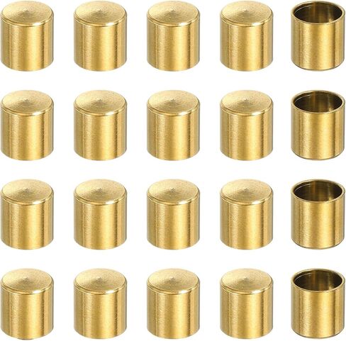 uxcell 20 Pcs Stainless Steel Cord End Caps, 7 mm End Cap Barrel Beads Leather Cord End Caps for Jewelry Making DIY Tassel 8.2 mm Length Golden in Saudi Arabia