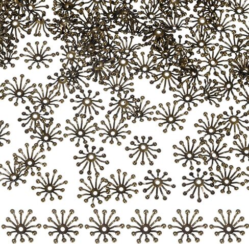 100-Pack Bead End Caps Flower Stamen, 13mm x 3.5mm (W x H) Metal Multi-Petal Flower Spacer Bead End Caps for DIY Craft [Silver, Gold] in Kuwait