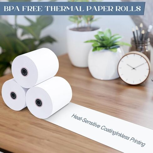 3 1/8 × 230 لفات إيصالات ورقية حرارية، 50 لفات خالية من مادة BPA، طباعة سلسة بدون مربى، مقاومة للماء in Saudi Arabia