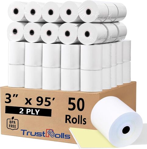 （50 Rolls）3"x95’ 2 Ply Kitchen Printer Paper for Star SP700, Carbonless Register Rolls White/Yellow Receipt Paper POS Cash Register in Saudi Arabia