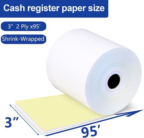 （50 Rolls）3"x95’ 2 Ply Kitchen Printer Paper for Star SP700, Carbonless Register Rolls White/Yellow Receipt Paper POS Cash Register in Saudi Arabia