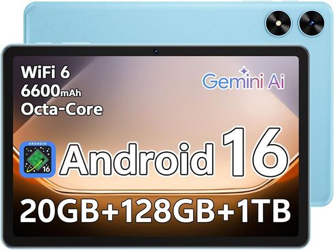 Android 16 Tablet, 10.1 inch Tablets with Octa-Core Processor, 20GB RAM 128GB ROM 1 TB Expandable, 1280x800 HD IPS Touch Screen, GPS, 8H Battery, WiFi 6, BT 5.2, Dual Camera (Gray) in Saudi Arabia