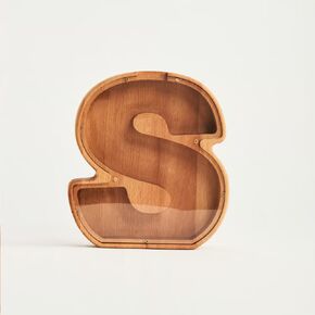 Personalized Wooden Piggy Bank – Custom Letter A Coin Bank in Beech Wood with Acrylic Front, Name Engraving, Money Saving Box for Kids and Adults in Saudi Arabia