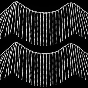 حجر الراين الشريط شرابة سلسلة حجر الراين هامش تقليم مطرز الشريط الماس شرابة سلسلة الشظية الماس هامش للخياطة الحرف الزفاف حزب الملابس والاكسسوارات الإناث المجوهرات ديكور عيد الميلاد in Kuwait