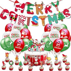 40pcs زخارف عيد ميلاد القط اللوازم عيد ميلاد سعيد ، لافتة عيد ميلاد لافتة القطط 20 PCS بالونات عيد ميلاد 2 شرائط PCS و 16 PCS Cake Toppers for Hitten Cat Girl Decortations in Kuwait