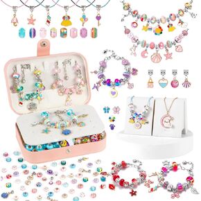 YJK Charm Bracelet Making Kit, DIY Jewelry Making Kit Christmas Gifts for Girls 5-12 Years Old, Beaded Jewelry Making Kit with Jewelry Box, Creative Crafts for Girls (Multicolor) in Kuwait