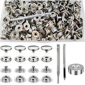 15mm Snap Button Kit 240pcs(60 Sets) - Stainless Steel Metal Snap Buttons Fastener for Clothes Heavy Duty Press Stud Cap with Setting Tool for Jeans Fabric Jackets Clothes Bag Leather DIY Craft in Kuwait