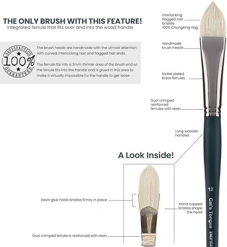 Creative Mark Imperial Professional Chungking Hog Bristle Brush - Assorted Styles Set of 10, Handmade Long Handle Oil Paint Brushes for Artists, Nickel in Saudi Arabia