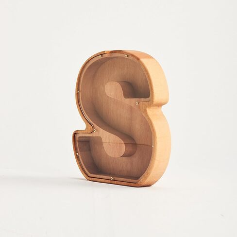 Personalized Wooden Piggy Bank – Custom Letter A Coin Bank in Beech Wood with Acrylic Front, Name Engraving, Money Saving Box for Kids and Adults in Saudi Arabia