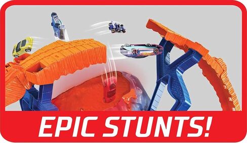 Hot Wheels Monster Trucks T-Rex Volcano Playset with 1:64 Scale Race Ace Toy Truck & 1 Toy Car, Track Set with Dinosaur Nemesis in Saudi Arabia