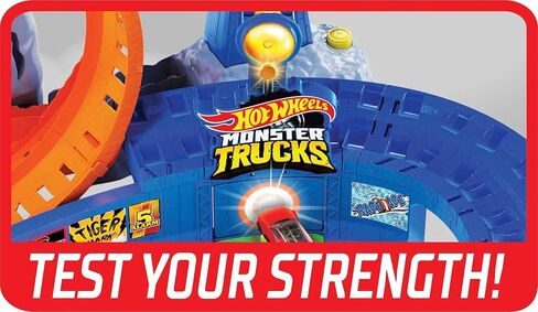 Hot Wheels Monster Trucks T-Rex Volcano Playset with 1:64 Scale Race Ace Toy Truck & 1 Toy Car, Track Set with Dinosaur Nemesis in Saudi Arabia