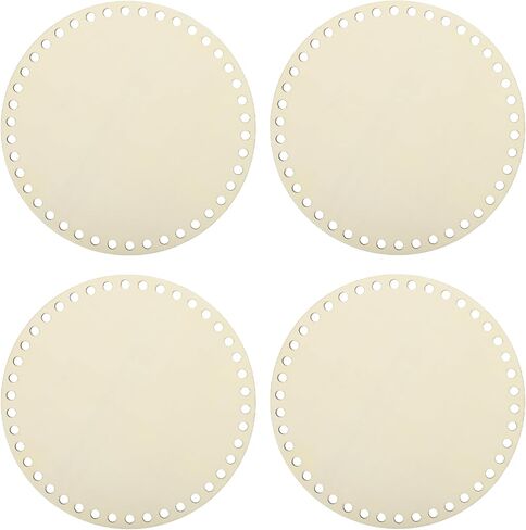 MECCANIXITY 4Pcs Wooden Basket Bottom, 6.89" Round Blank Natural Wood Base Solid Crochet Basket for DIY Craft Weaving Making Supplies Home Decor in Kuwait