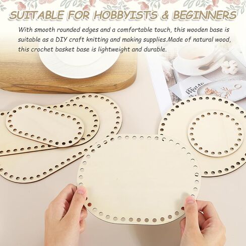 MECCANIXITY 4Pcs Wooden Basket Bottom, 6.89" Round Blank Natural Wood Base Solid Crochet Basket for DIY Craft Weaving Making Supplies Home Decor in Kuwait