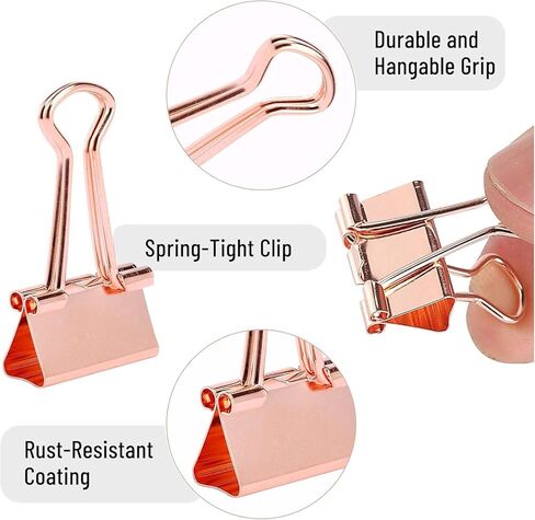 40PCS 19MM/0.75Inch Binder Clips Rose Gold,Paper Clamps Rose Gold,Paper Clips for Office Supplies in Saudi Arabia