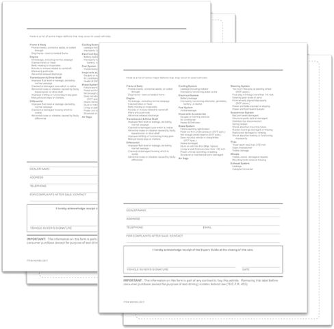 Interior Buyers Guide Backer Only Form – 8.5" x 11" 1-Part Fade-Resistant FTC Compliant Sheet for Auto Dealerships – Laser Compatible with Full 4-Side Permanent Adhesive - Pack of 100 in Saudi Arabia
