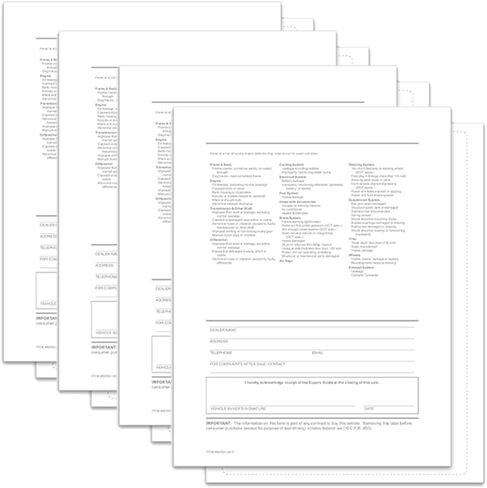 Interior Buyers Guide Backer Only Form – 8.5" x 11" 1-Part Fade-Resistant FTC Compliant Sheet for Auto Dealerships – Laser Compatible with Full 4-Side Permanent Adhesive - Pack of 100 in Saudi Arabia