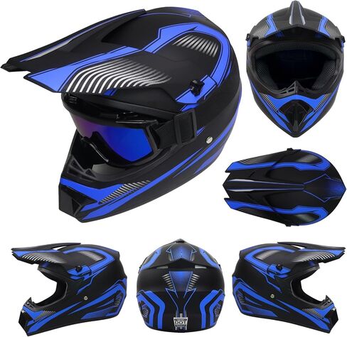 Youth Dirt Bike Helmet,Kids Motocross Full Face Helmets,Mountain Bike BMX MX ATV Girls Motorcycle Helmet for Kids 8-14 with(Goggles,Gloves,Mask) 4-Pcs Set,DOT Approved(Purple,M) in Saudi Arabia