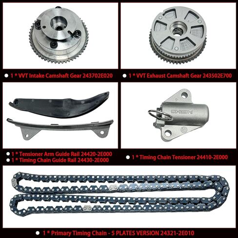 Timing Chain Kit with Intake/Exhaust VVT Gear Compatible with 2011-2014 Hyundai Elantra,2018-2021 Hyundai Kona,2017-2022 Kia Forte,2012-2014 Kia Soul Replace# 24350-2E001 24370-2E000 918-795 in Saudi Arabia