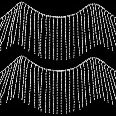حجر الراين الشريط شرابة سلسلة حجر الراين هامش تقليم مطرز الشريط الماس شرابة سلسلة الشظية الماس هامش للخياطة الحرف الزفاف حزب الملابس والاكسسوارات الإناث المجوهرات ديكور عيد الميلاد in Kuwait
